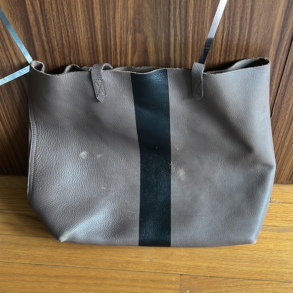 Madewell Paintstripe Transport Tote- Taupe and Black - Picture 4 of 5